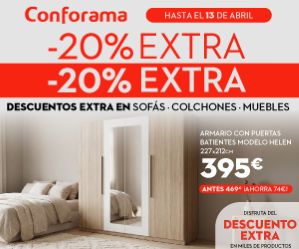 Conforama: 20% extra en sofás, colchones y muebles