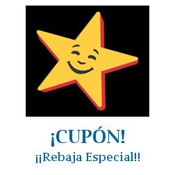 Logo de la tienda Carl's Jr. con cupones de descuento