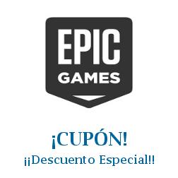 Logo de la tienda Epic Games con cupones de descuento