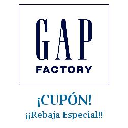 Logo de la tienda GAP Factory con cupones de descuento