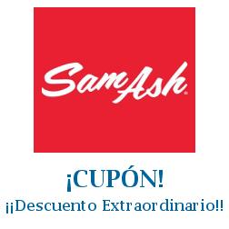 Logo de la tienda Sam Ash con cupones de descuento