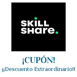 Logo de la tienda Skillshare con cupones de descuento