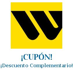 Logo de la tienda Western Union con cupones de descuento