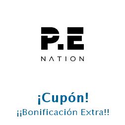 Logo de la tienda P.E Nation con cupones de descuento